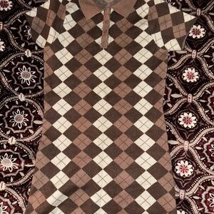 Kendall & Kylie Brown and Cream Argyle Mini Dress